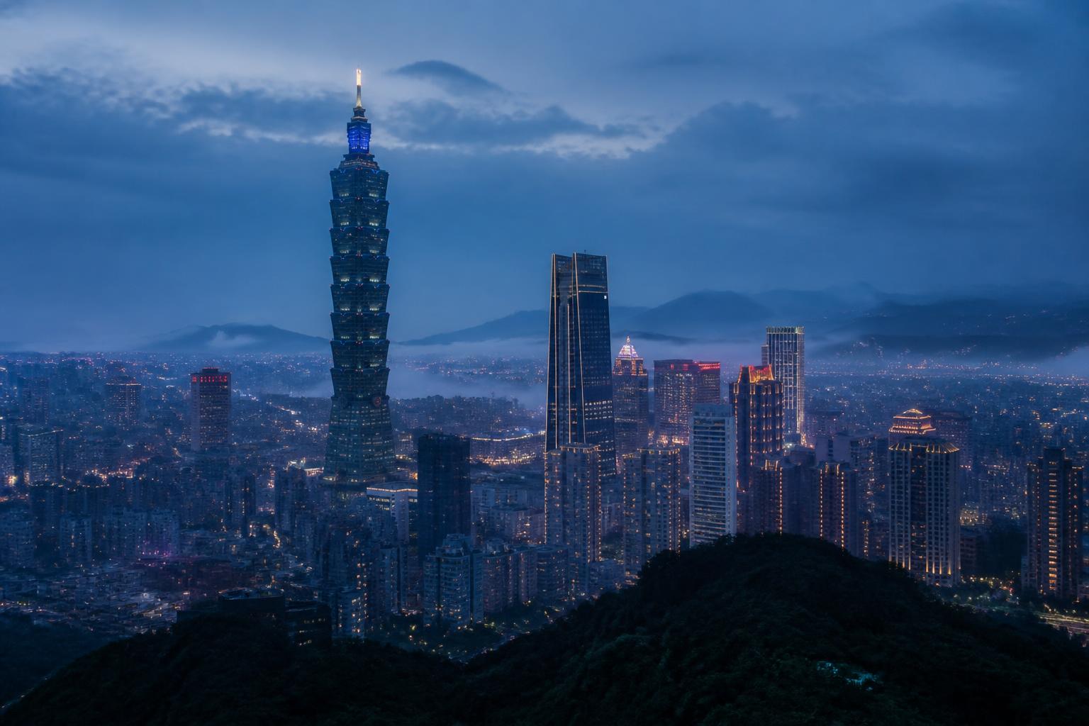 City skyline at twilight